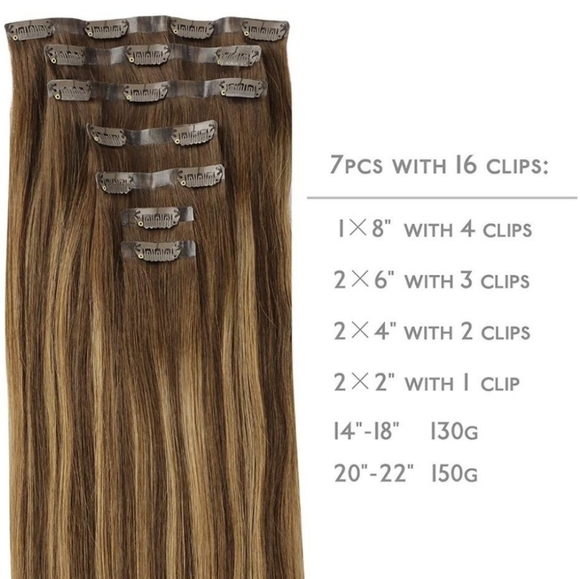 16 Inch 7 Piece Clip Set - Straight Hair - Picture 6 of 6